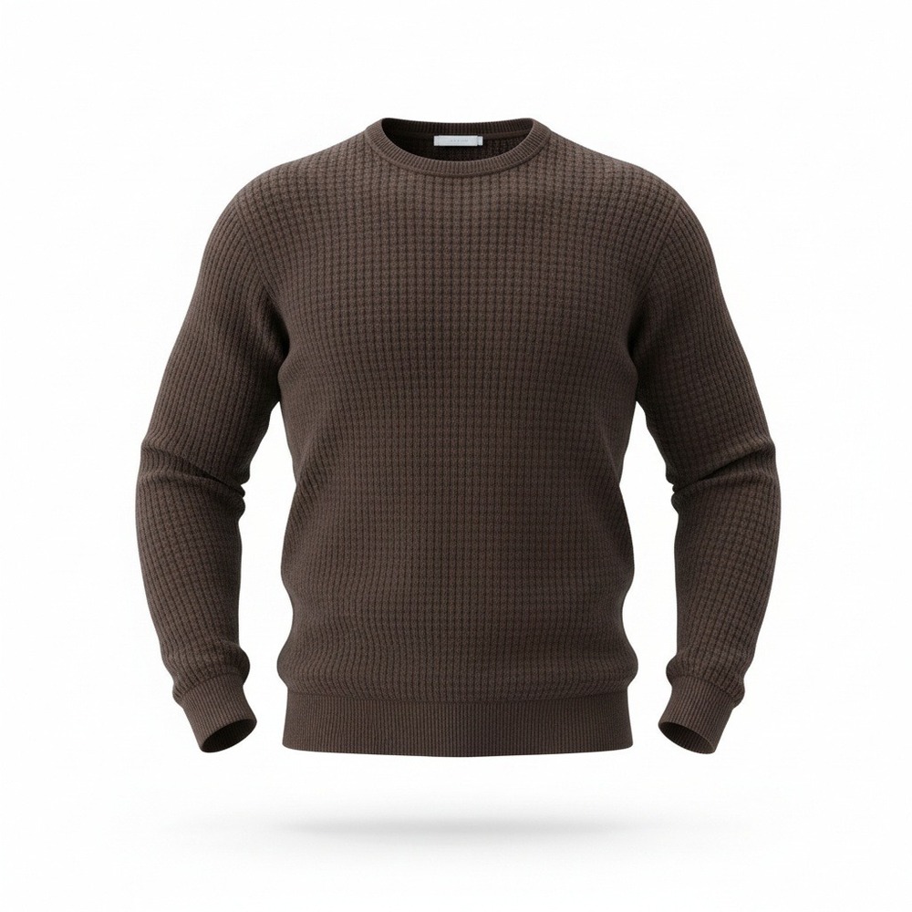 Alex Cannon Mens Brown‎ Cable Knit Crewneck Sweater Long Sleeve Ribbed Trim
